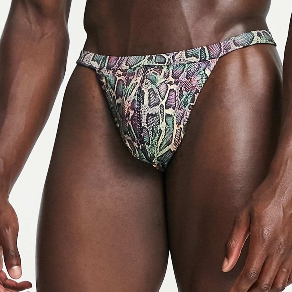 Men's Snakeskin Print Swim Thong